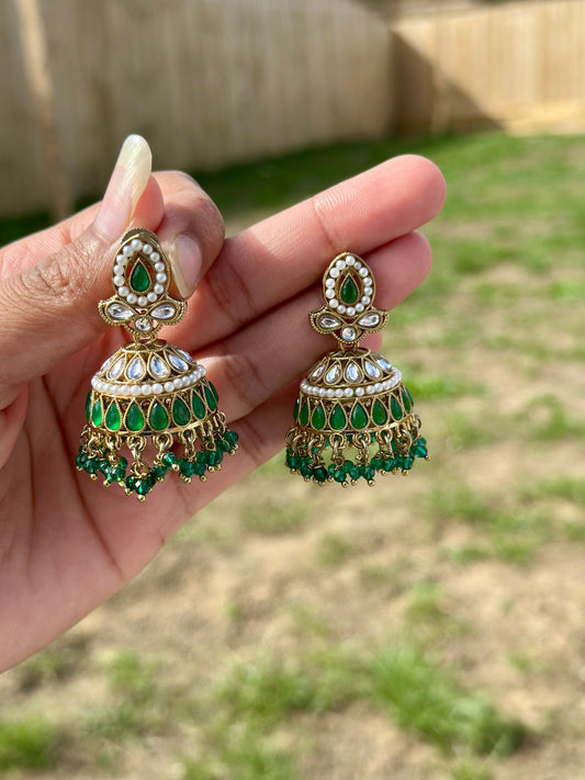 Green jhumki earrings - J16