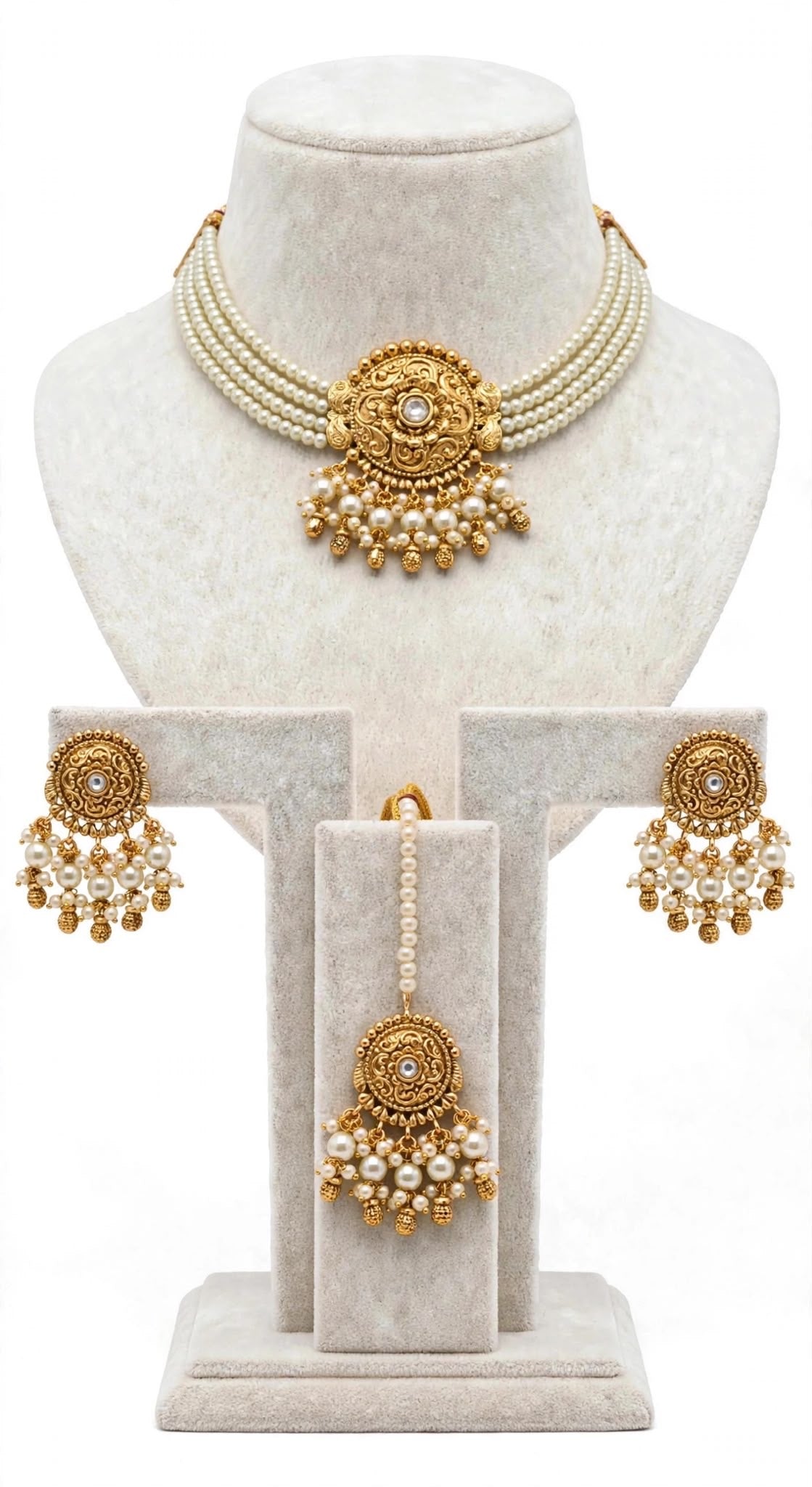 Necklace set with earrings and tikka, Code: 078