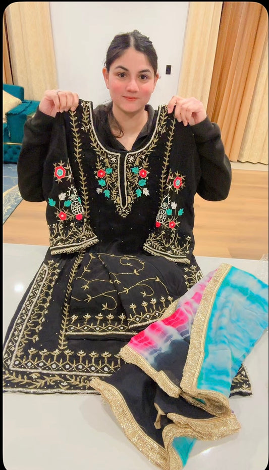 Handwork Party wear salwar suit - Colour : Black ( Code: 636 )