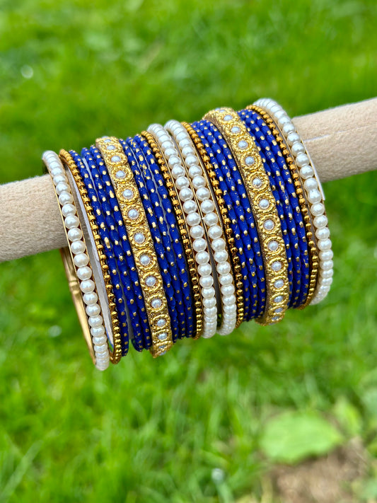 Blue Pearl loaded bangles set ( both hands )