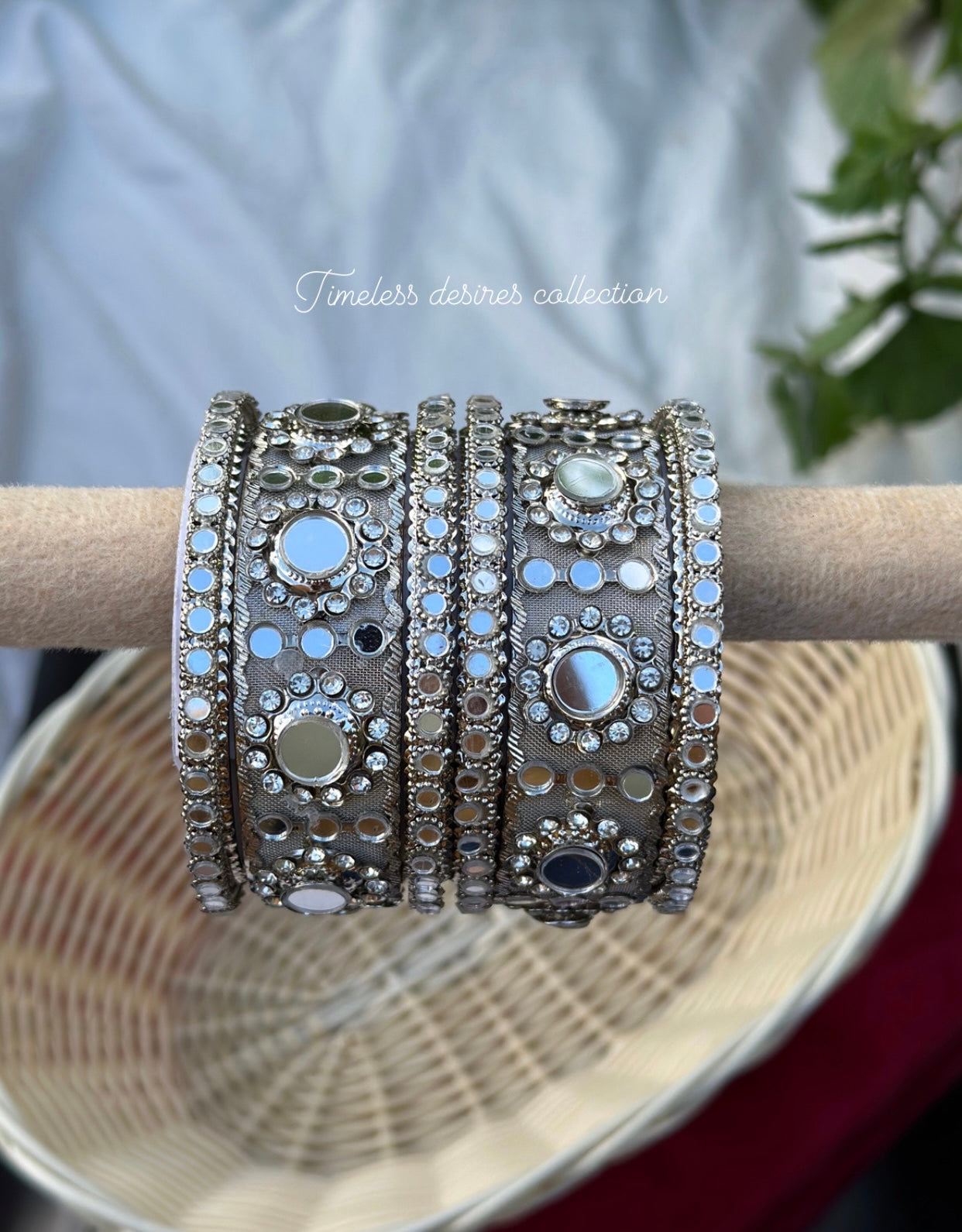 Silver mirror bangles ( set of both hands )