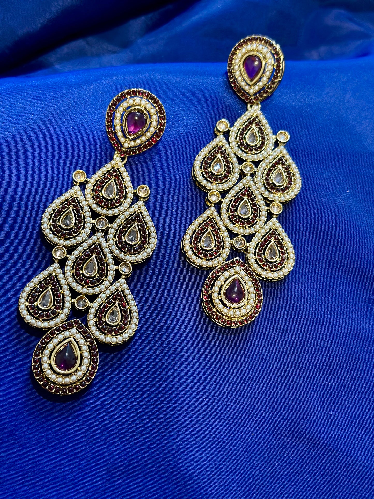 Polki earrings, Colour: Purple , (Code: X5)