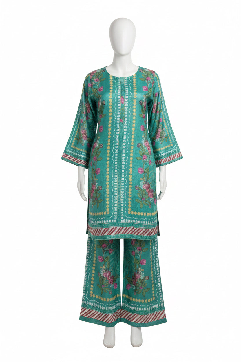 Semi Turkish silk Co-Ord set - Code: R3