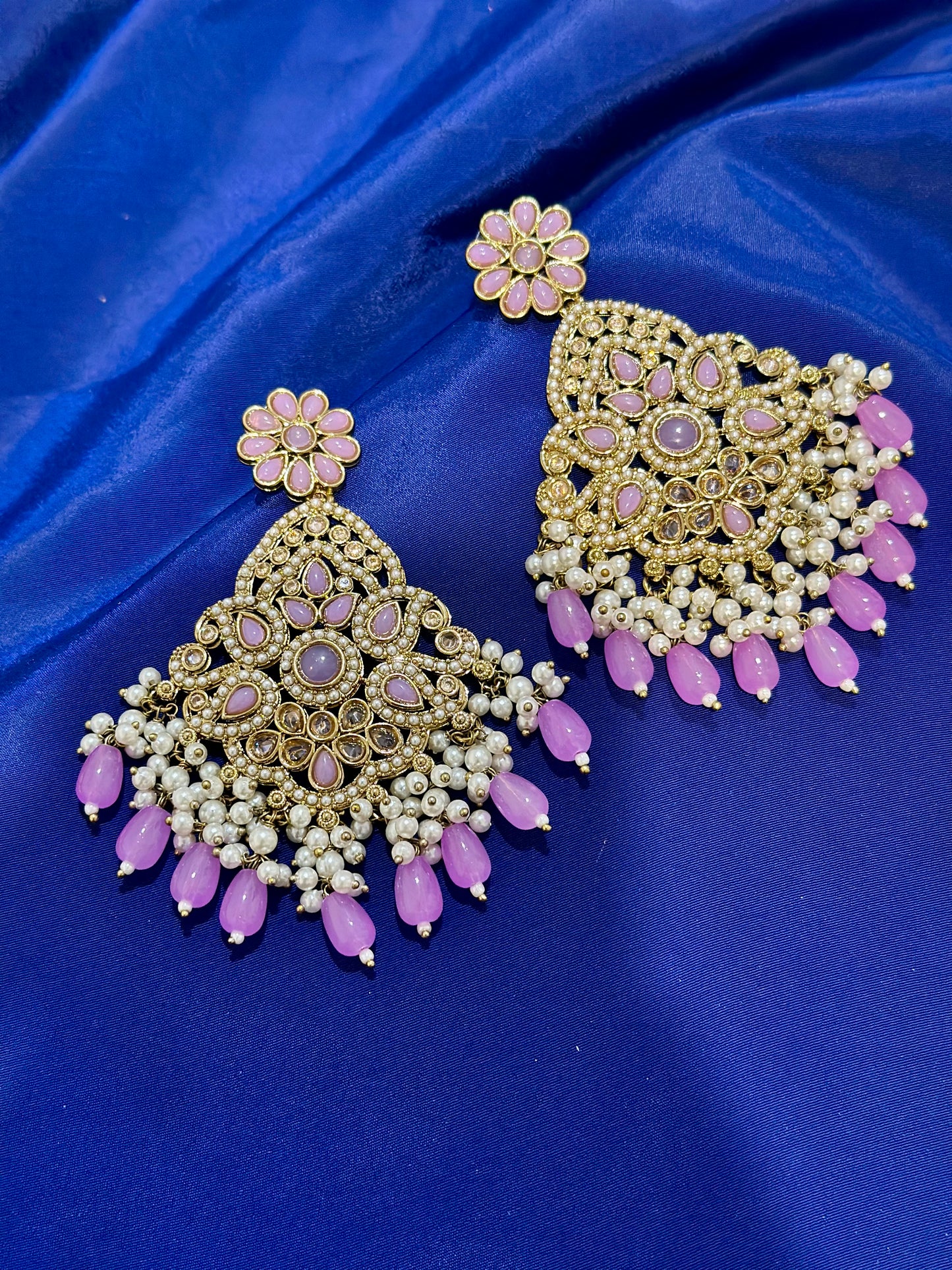 Polki earrings, Colour: Lavender, (Code: X6)