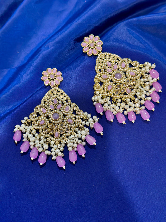 Polki earrings, Colour: Lavender, (Code: X6)