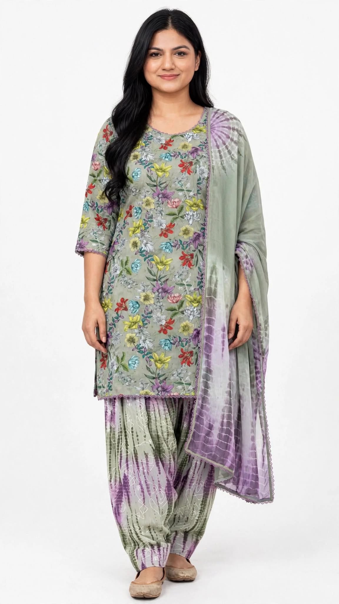 Georgette salvar suit, Code: 092