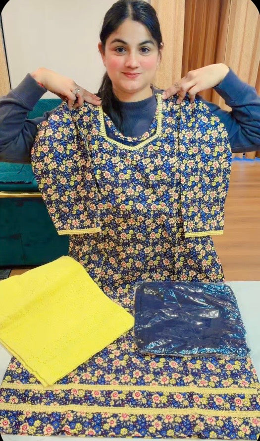 Cotton suit with Loose Plazo - ( colour : Black Yellow ) Code- C5