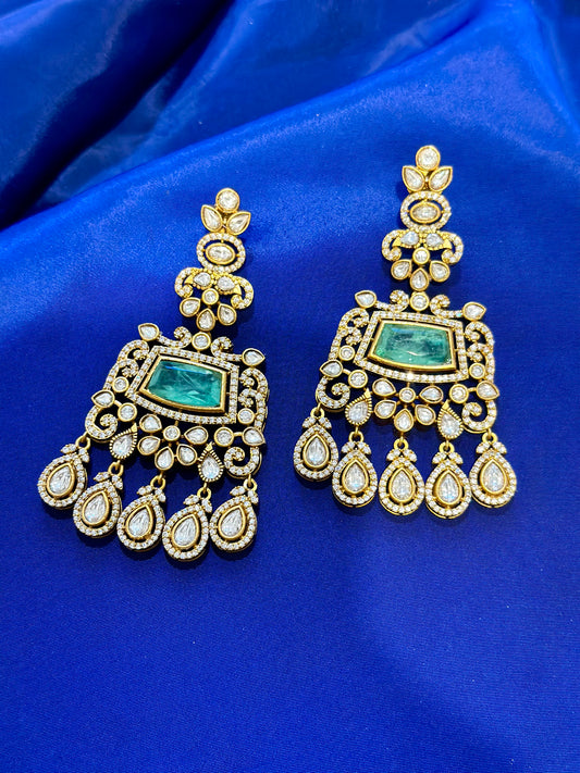 Moissanite earrings ( Premium Range ) Colour: Mint , (Code: X4)