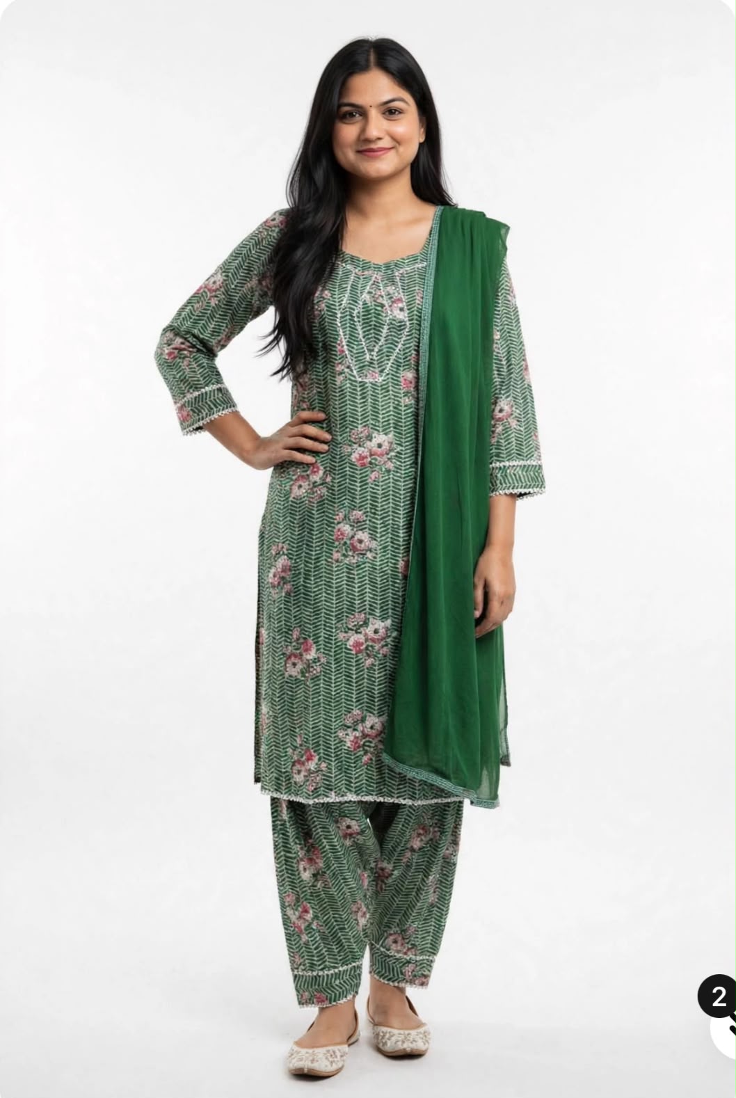 Afghani salwar suit in cotton - Code 288