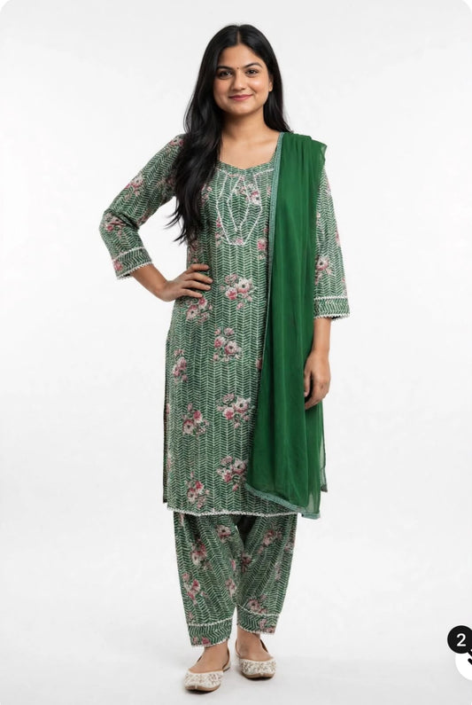 Afghani salwar suit in cotton - Code 288