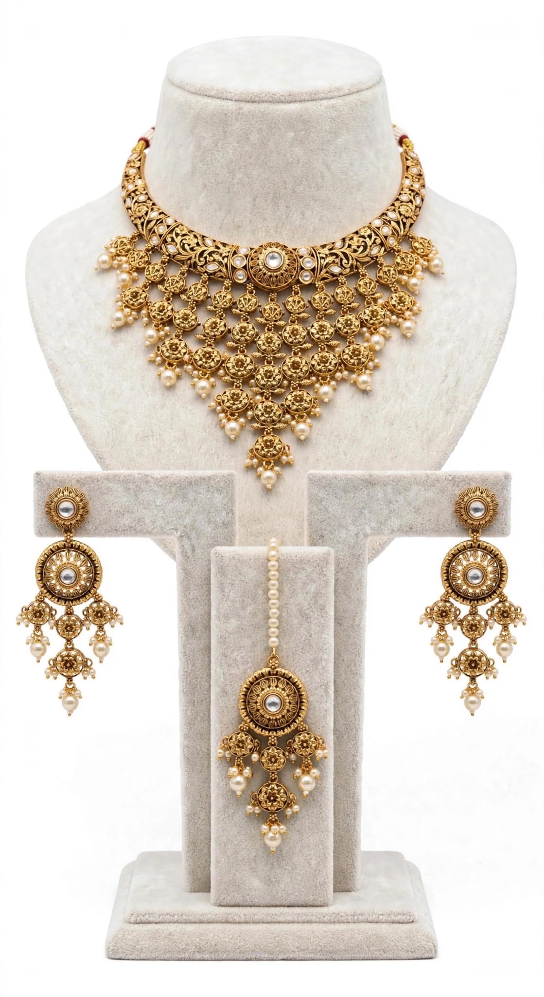 Necklace set with earrings and tikka, Code: 083