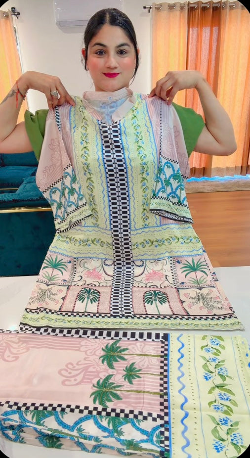 Semi Turkish silk Co-Ord set - Code: R9