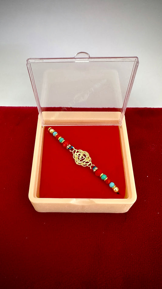 Veera Rakhi / Rakhdi box in American Diamond - Code A16