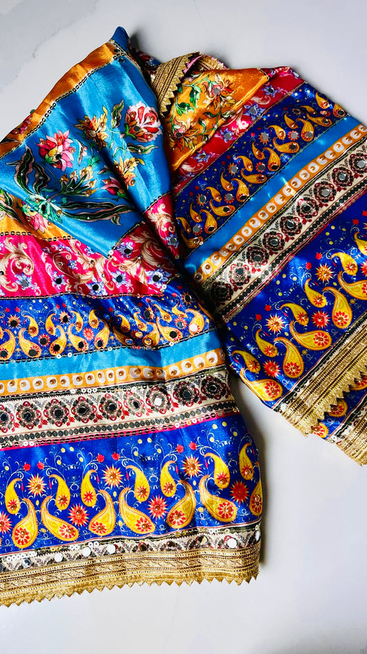 Pure Silk Pakistani Dupatta with handwork