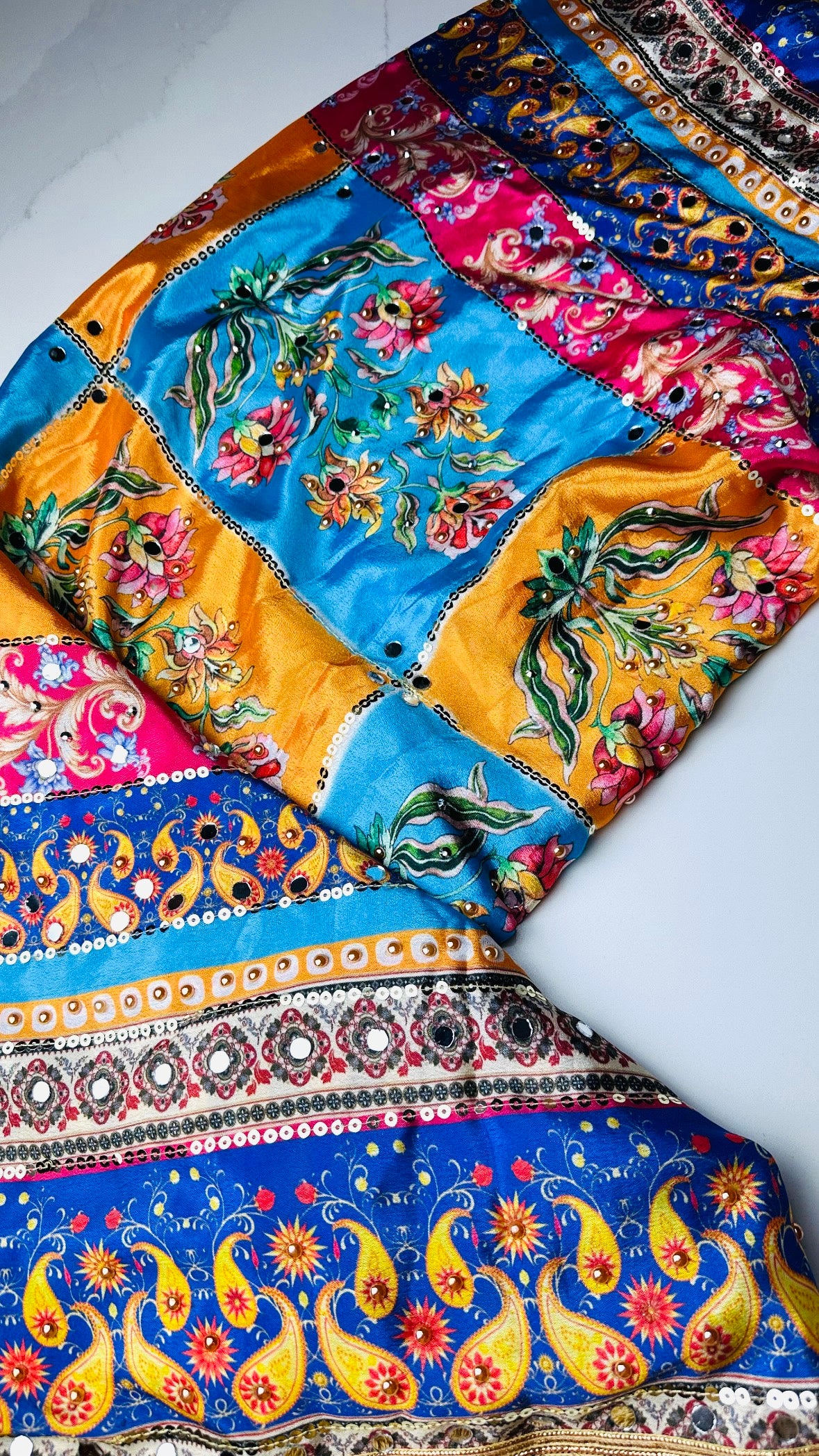 Pure Silk Pakistani Dupatta with handwork