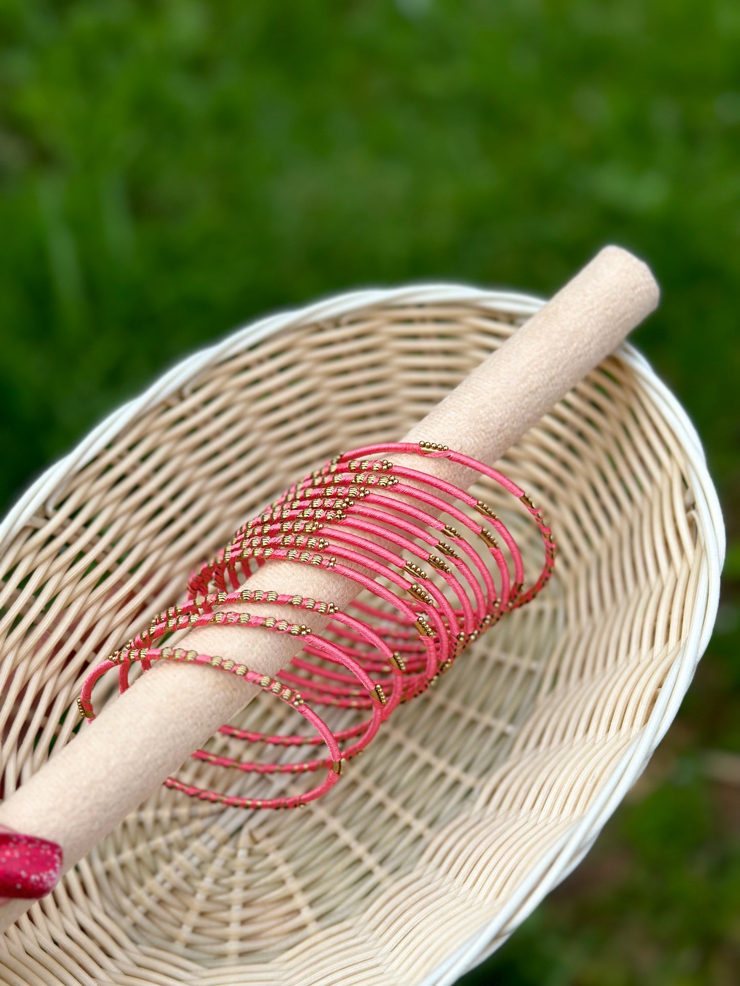 Carrot Pink thread bangles