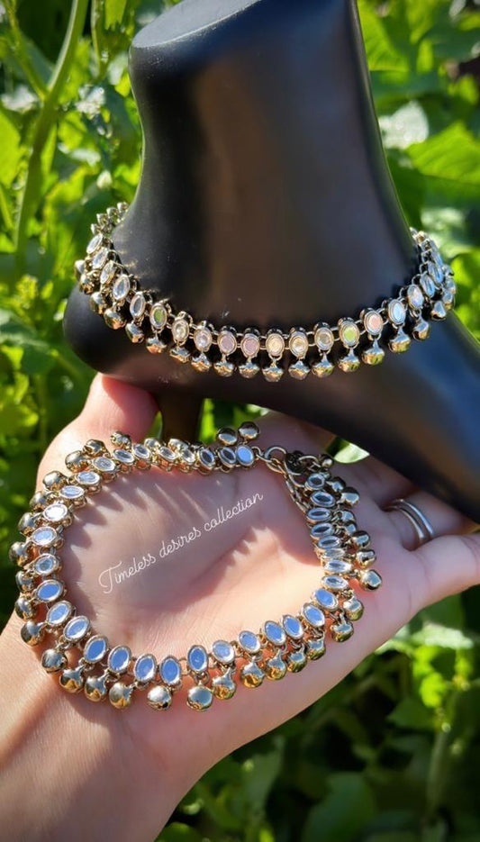 Golden mirror look Ghungru Anklets/Jhanjra (TD-6)