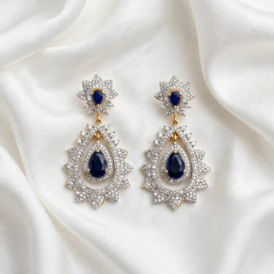 Blue American diamond earrings in golden