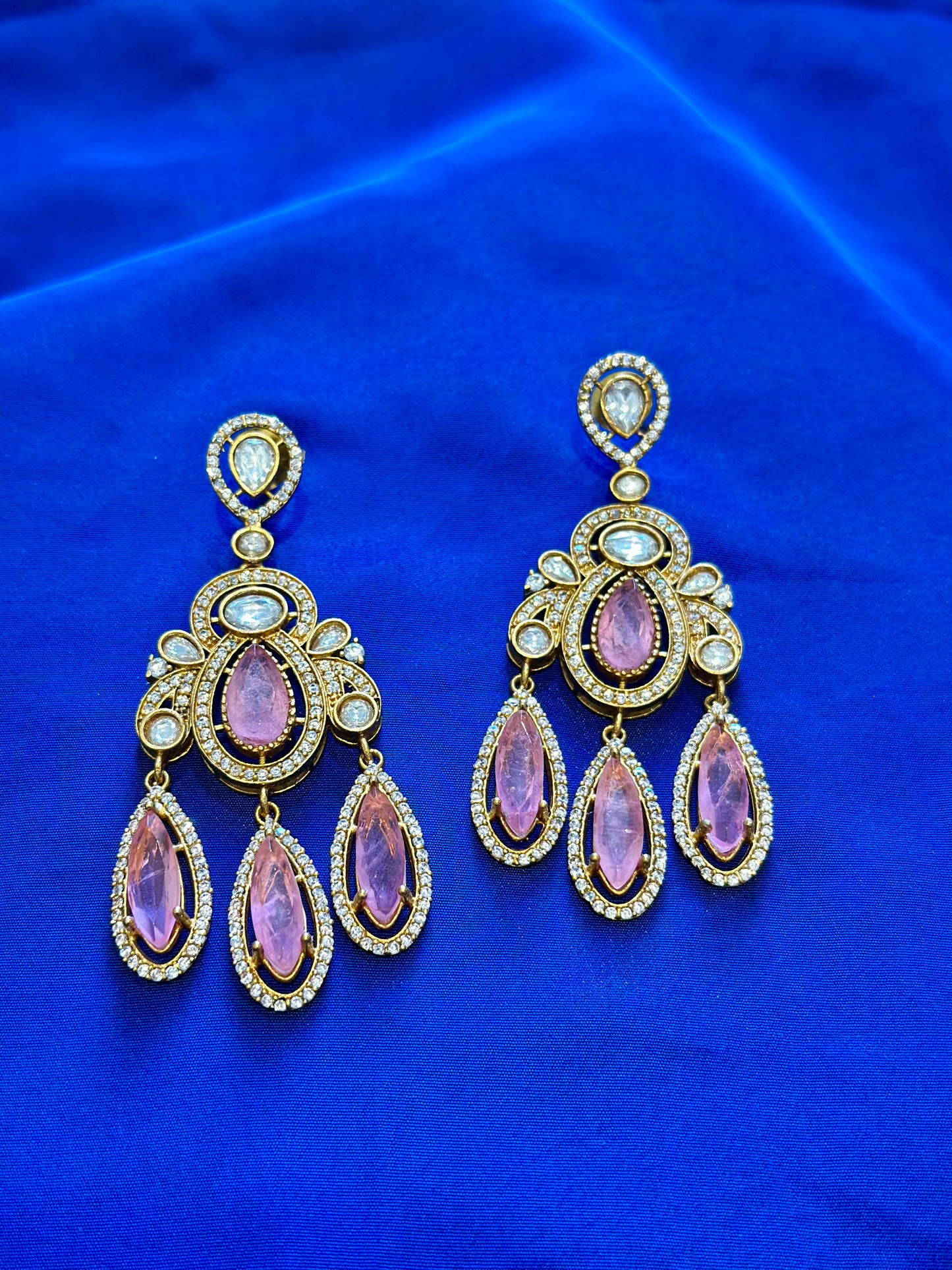 Mozonite earrings ( Premium Range ) Colour: Baby pink (Code: X8)