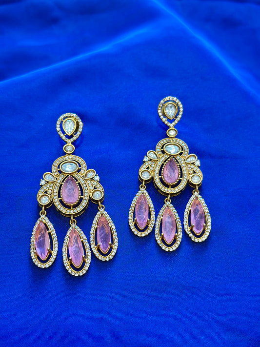 Mozonite earrings ( Premium Range ) Colour: Baby pink (Code: X8)