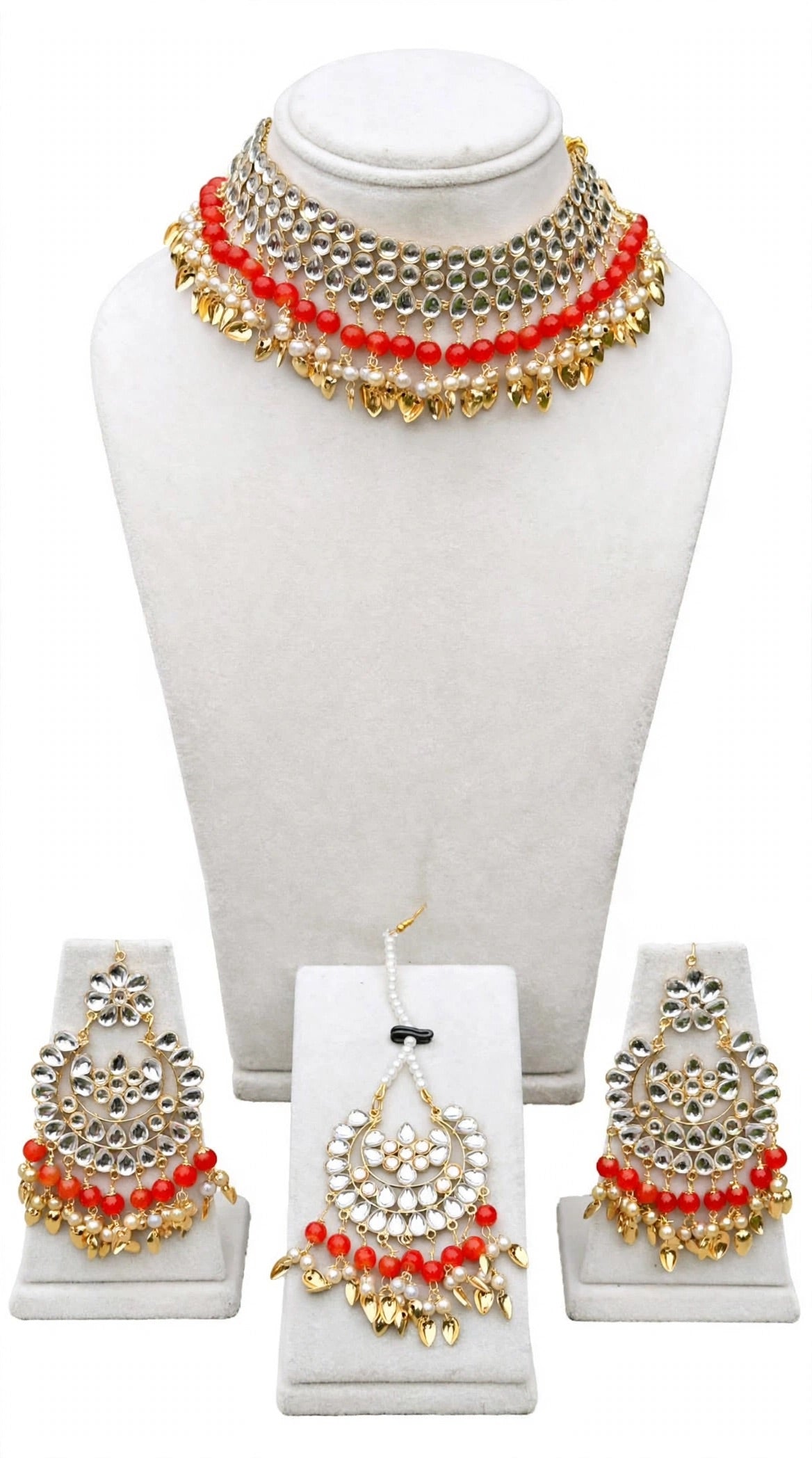 Orange choker / necklace set in pipal Patti- N13