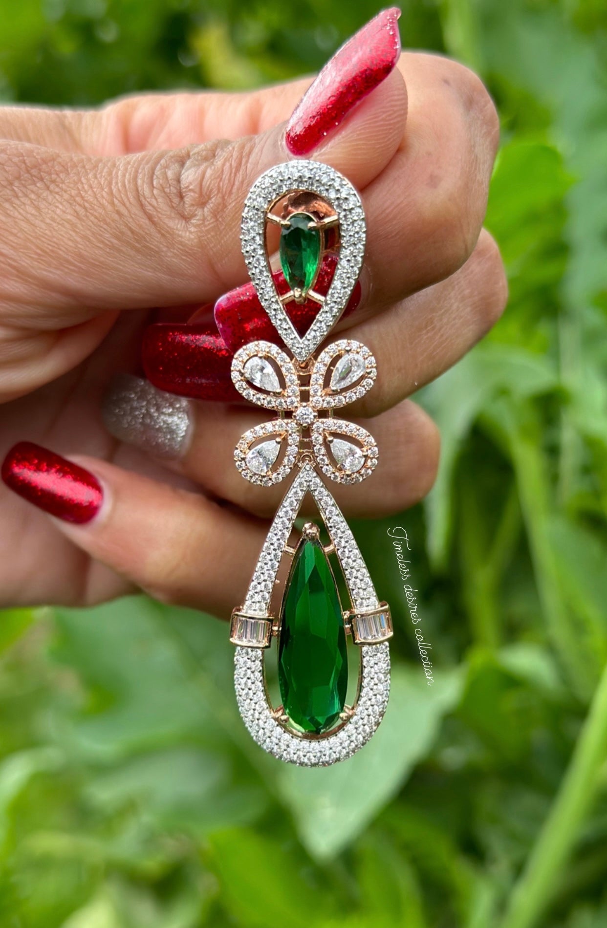Green American diamond earrings