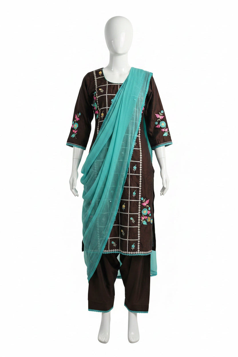 Pashmina silk suit - code 221
