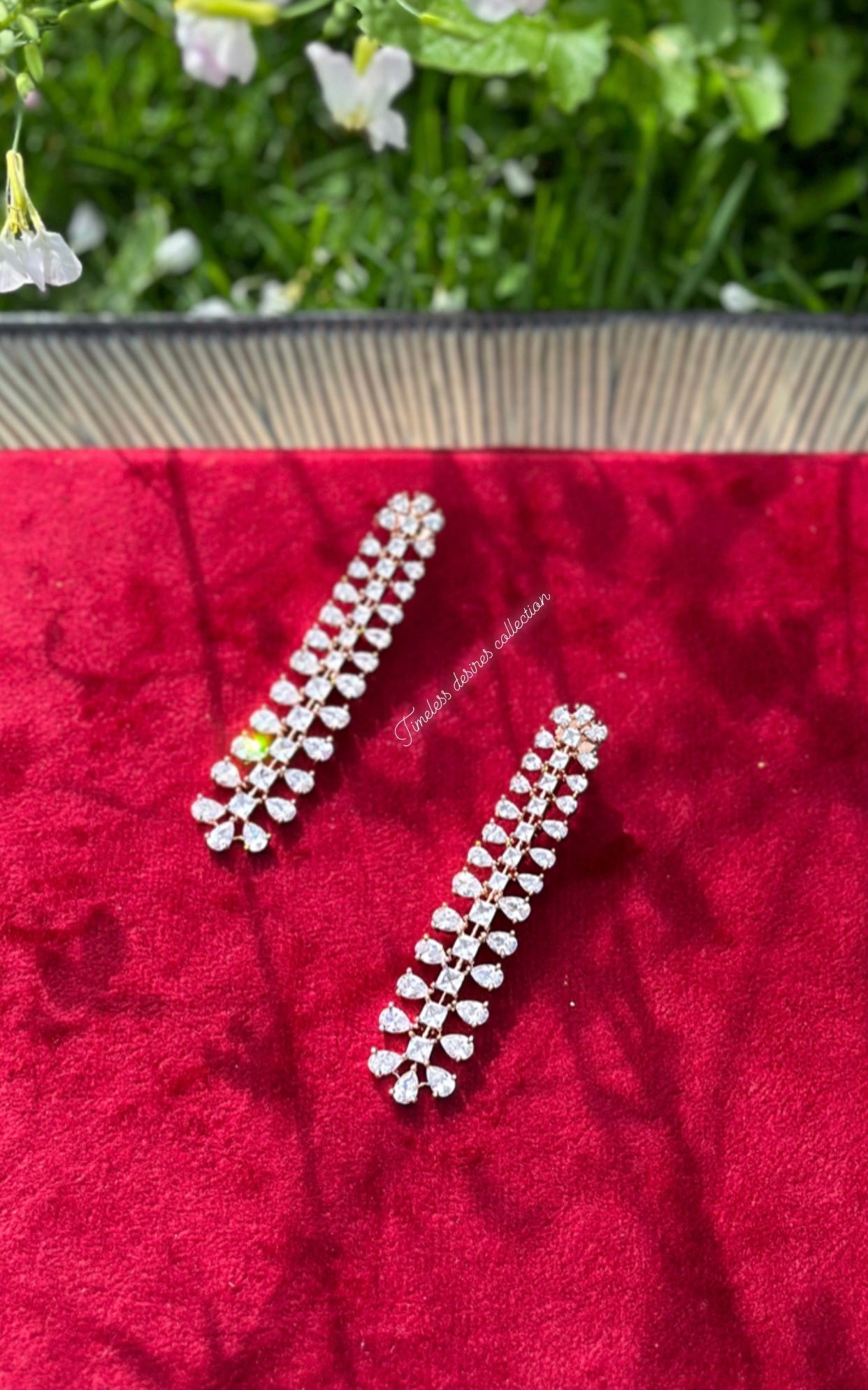 American diamond earrings in rose golden
