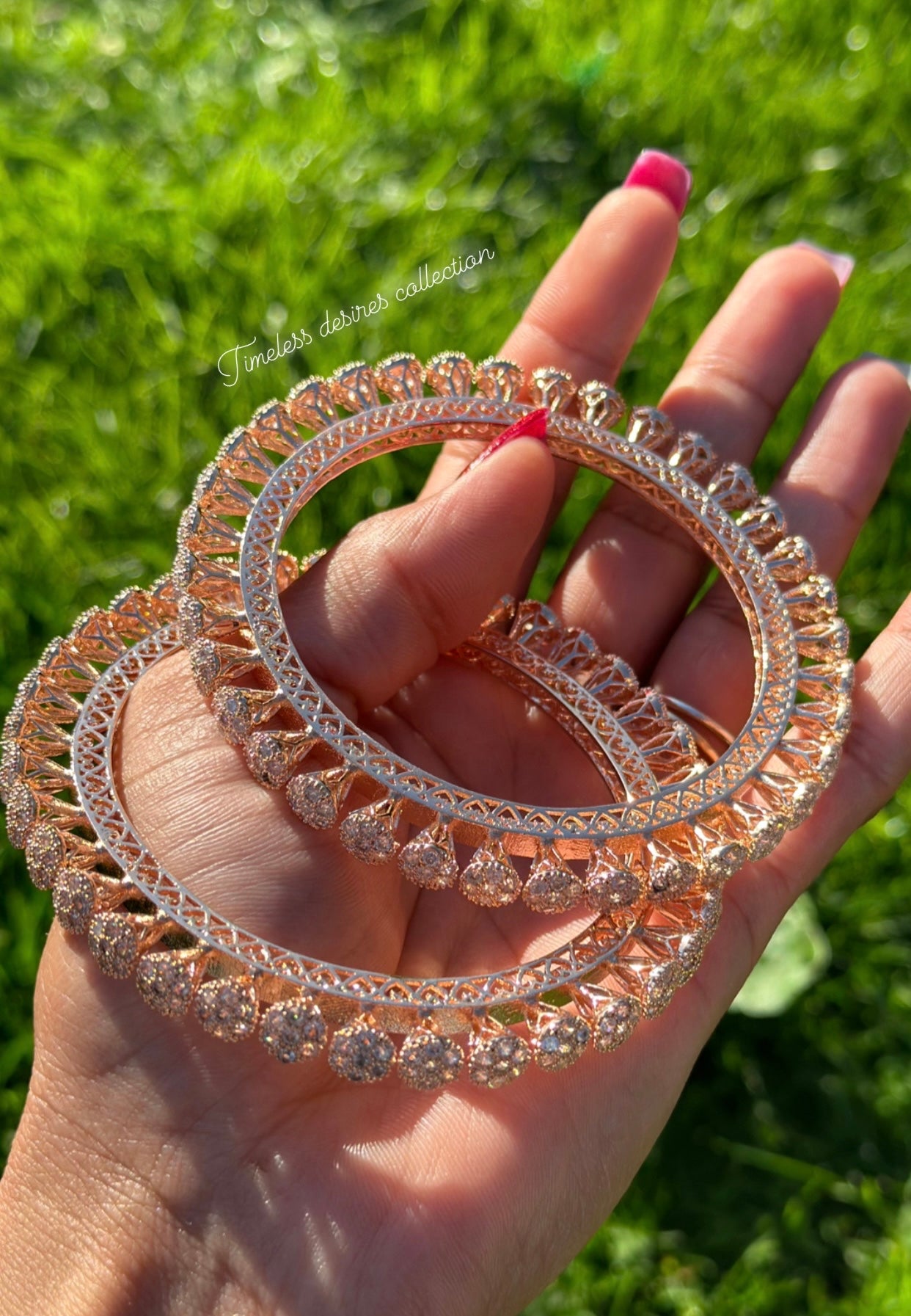 American diamond kangan / bangles in rose golden