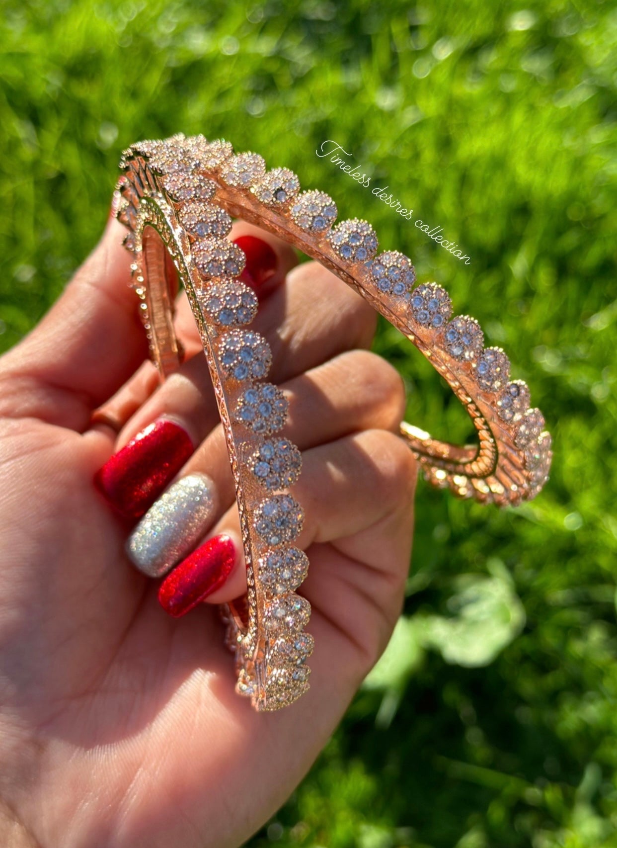American diamond kangan / bangles in rose golden