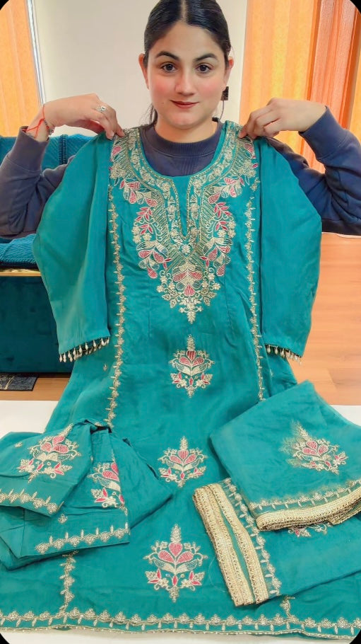 Party wear suit : ( Colour : Aqua Blue ) Code - S112