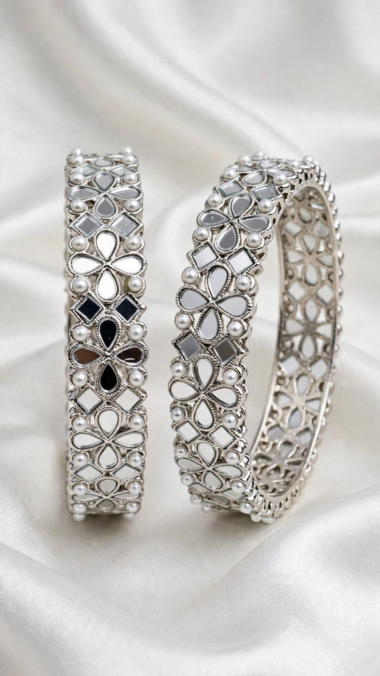 Silver kade bangles - Size 2.4