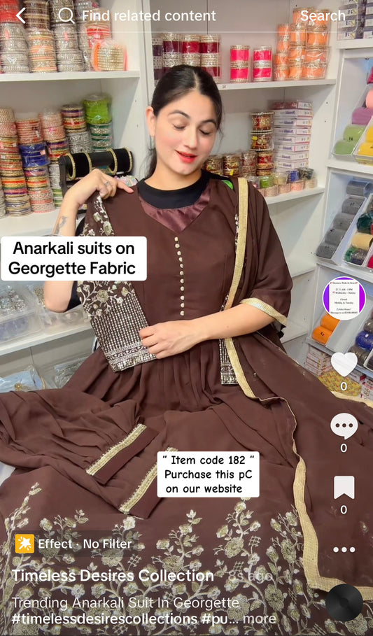 Item code: 182 (Anarkali 3 PC) Colour - Coffee