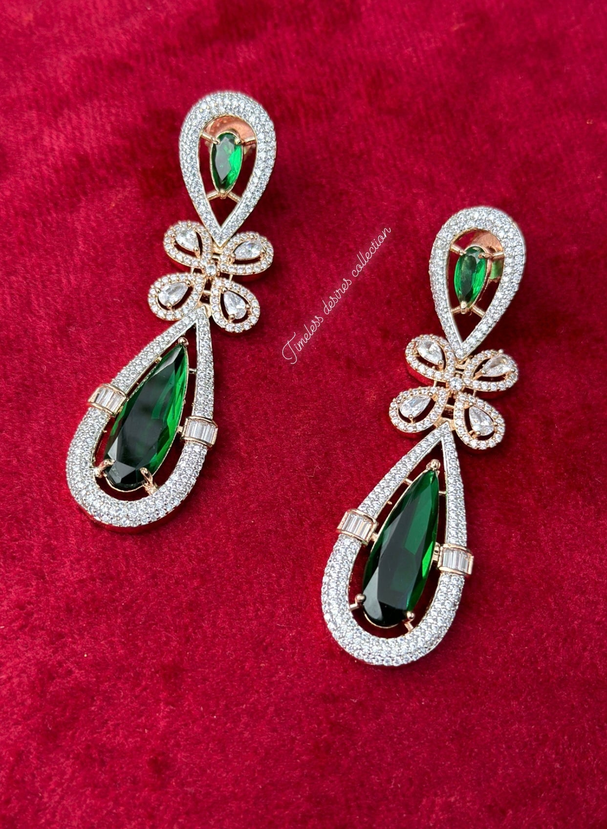 Green American diamond earrings
