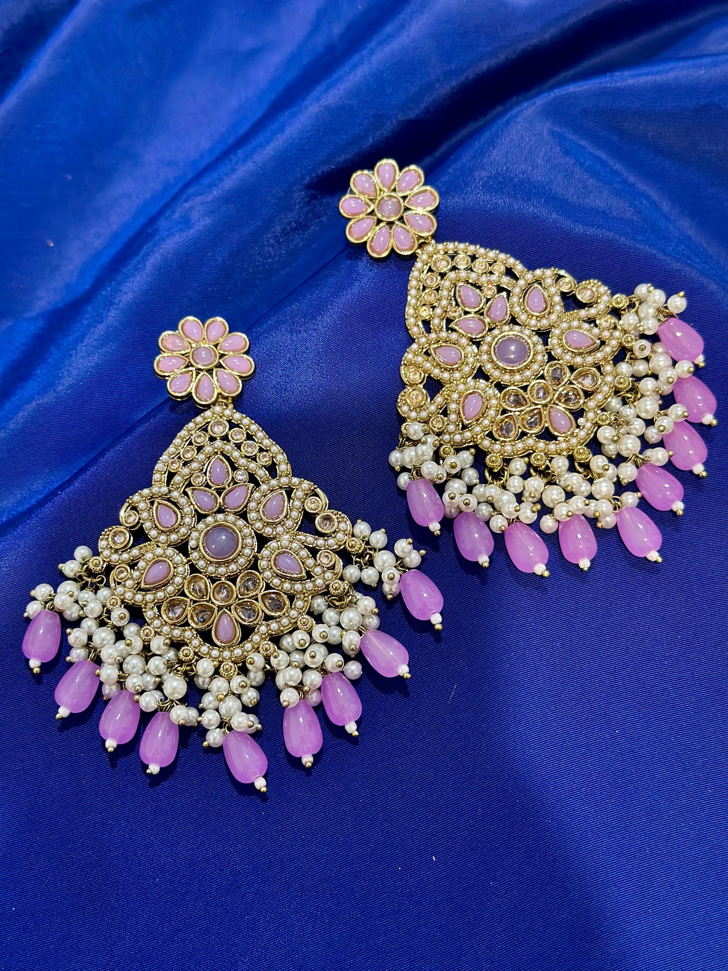Polki earrings, Colour: Lavender, (Code: X6)