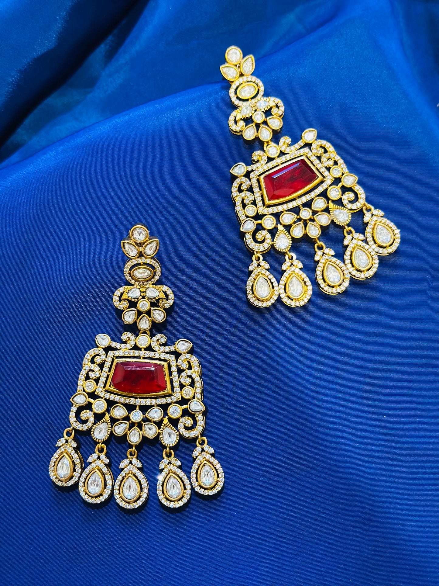 Moissanite earrings ( Premium Range ) Colour: Ruby, (Code: X4)