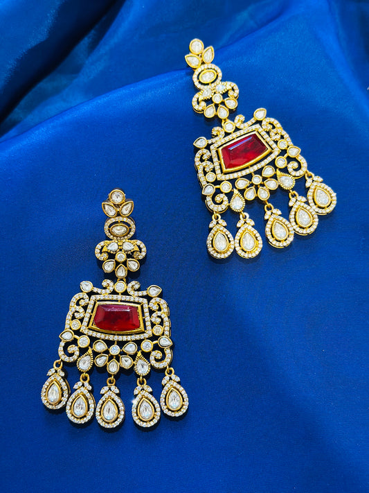 Moissanite earrings ( Premium Range ) Colour: Ruby, (Code: X4)