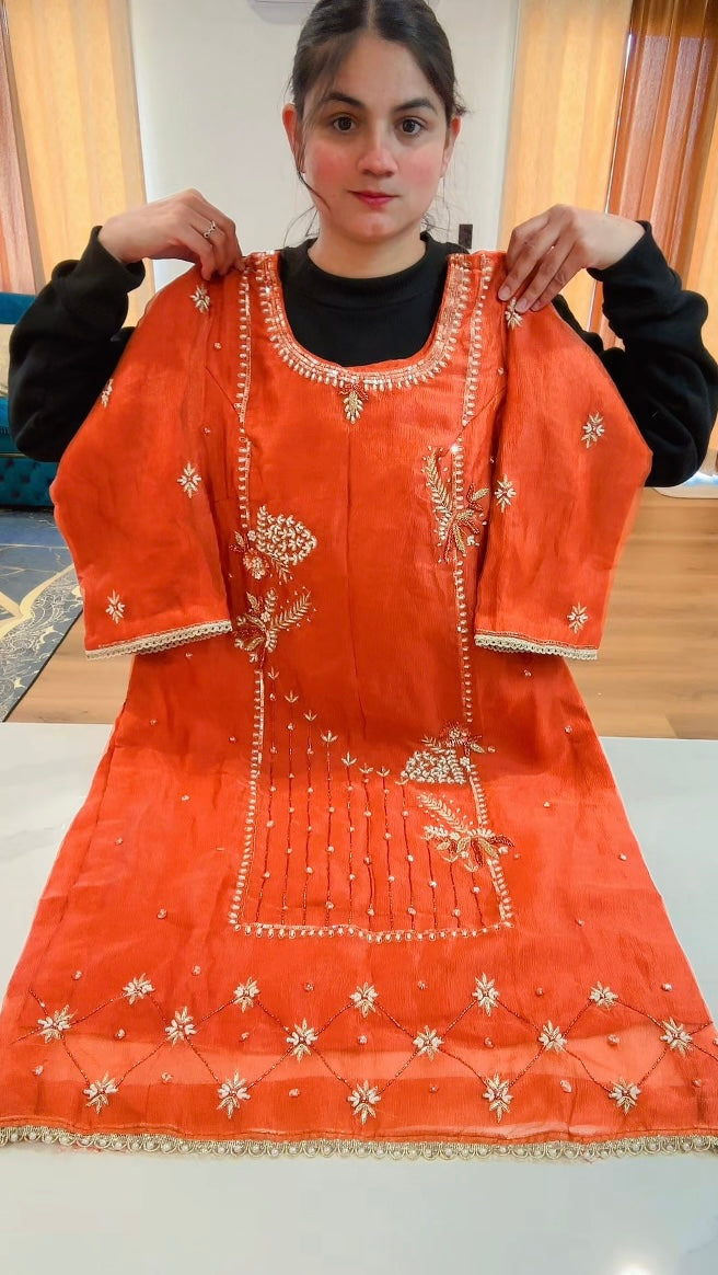 Rusty Brown Handwork Salwar suit - ( Code: 735 )