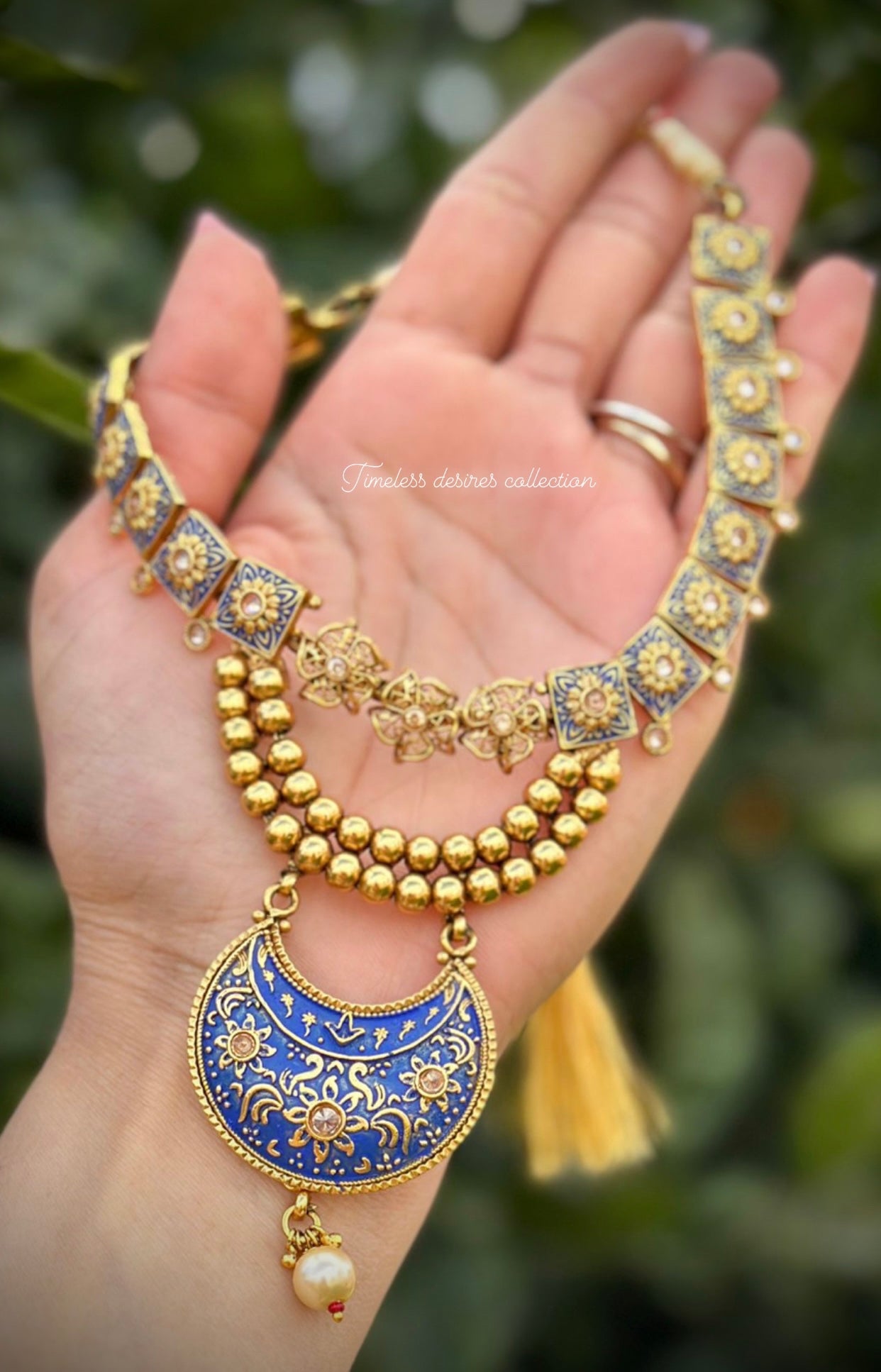 Golden Silver Dual Tone Necklace Jhumka Set – Gifts and Fashion