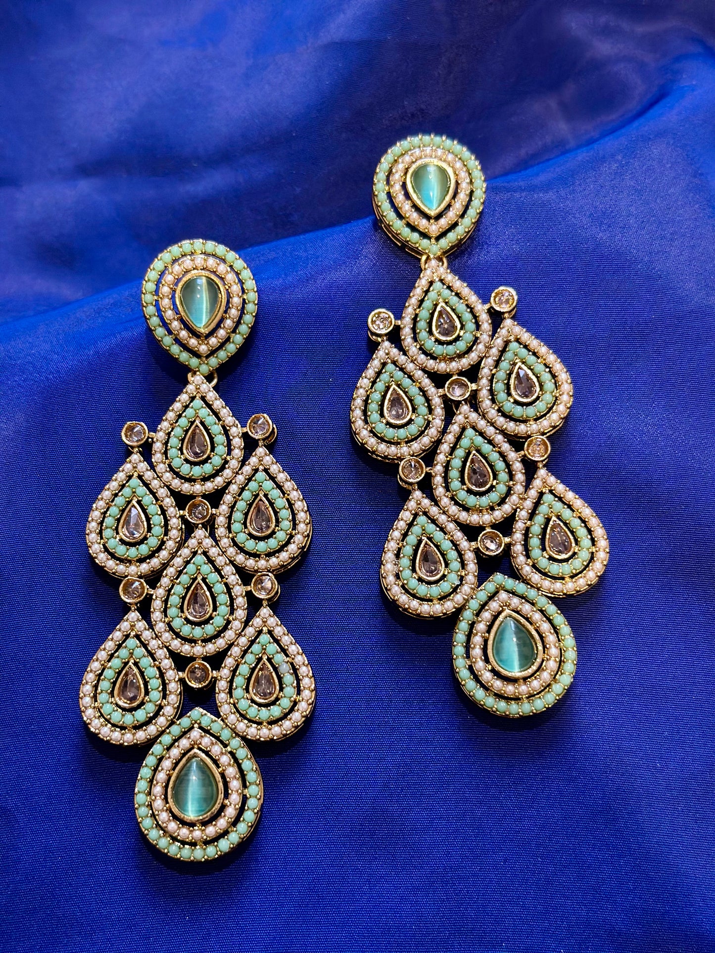 Polki earrings, Colour: Mint, (Code: X5)