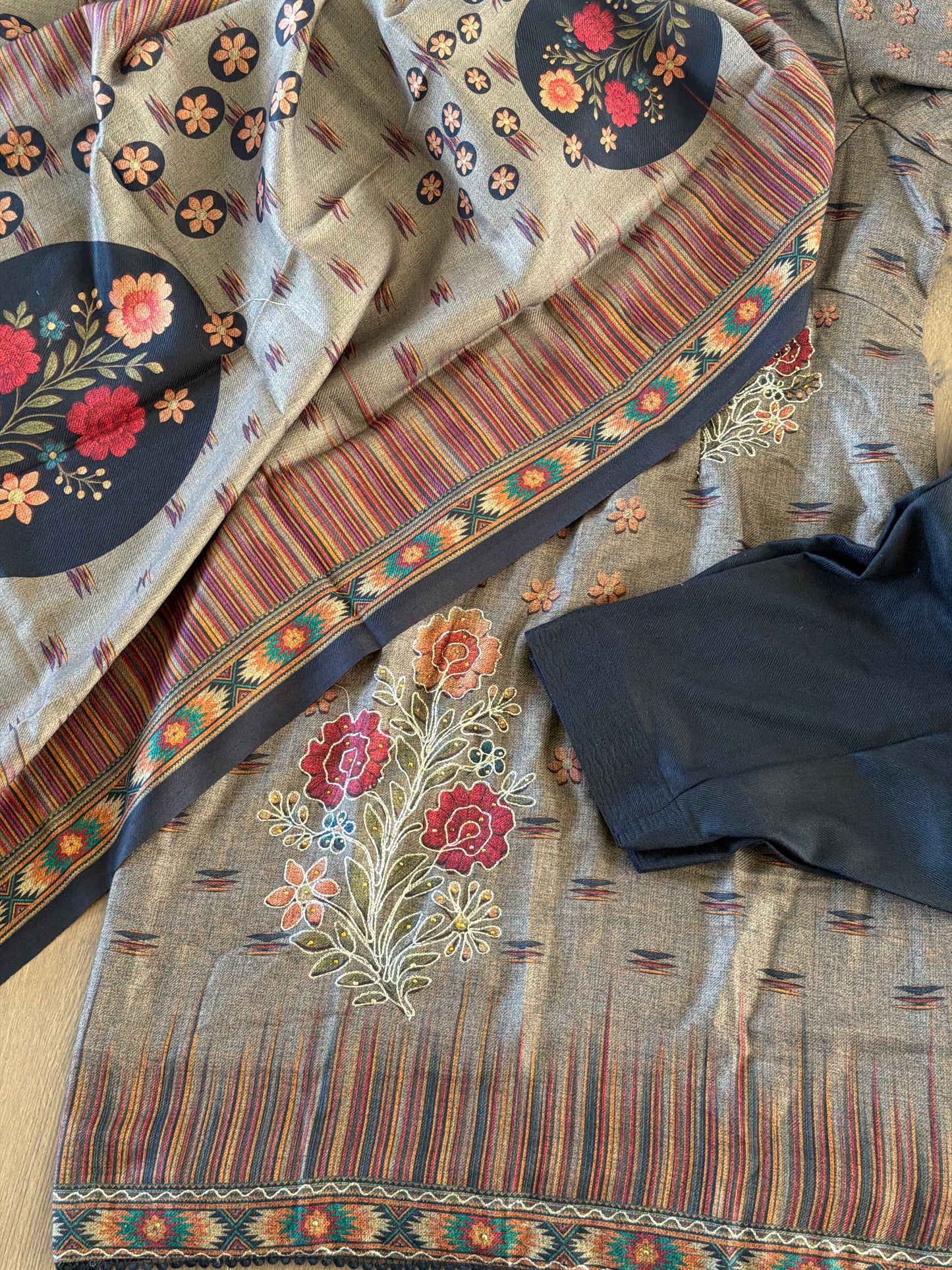 Winter wear pashmina salwar suit with shawl - code 231