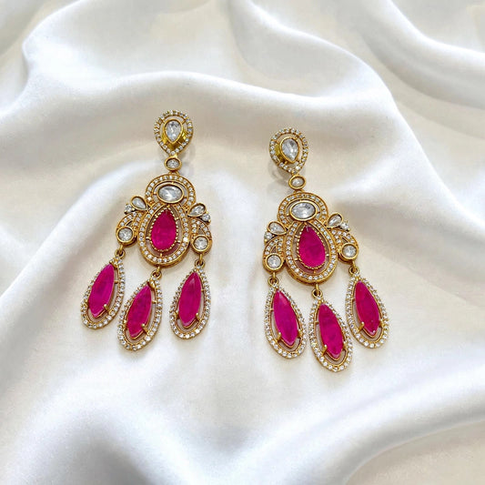 Mozonite earrings ( Premium Range ) Colour: Pink, (Code: X8)