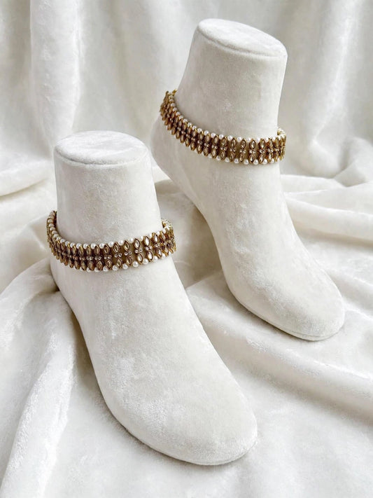 Golden Polki anklets (TD-16)