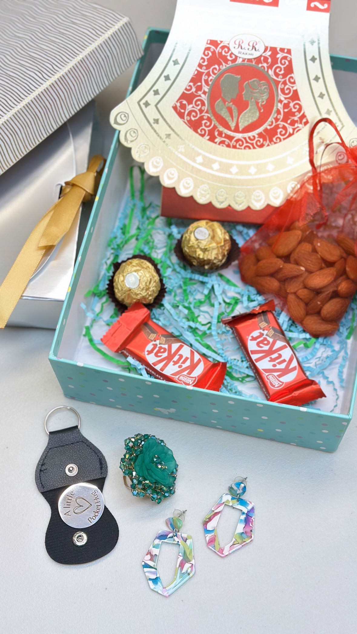 Couple ( Veera Bhabi ) Rakhi / Rakhdi Hamper Box - Premium box ( All in one )