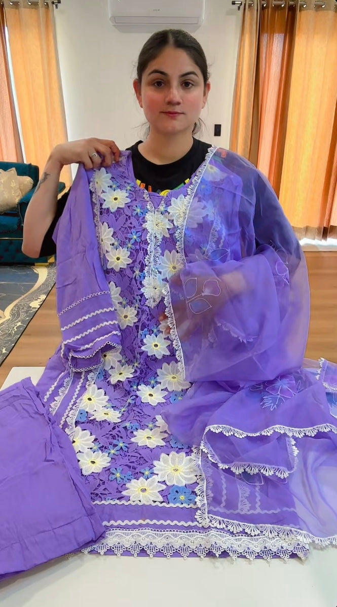 Boutique style designer punjabi suit (Colour: lavender), Code: 252