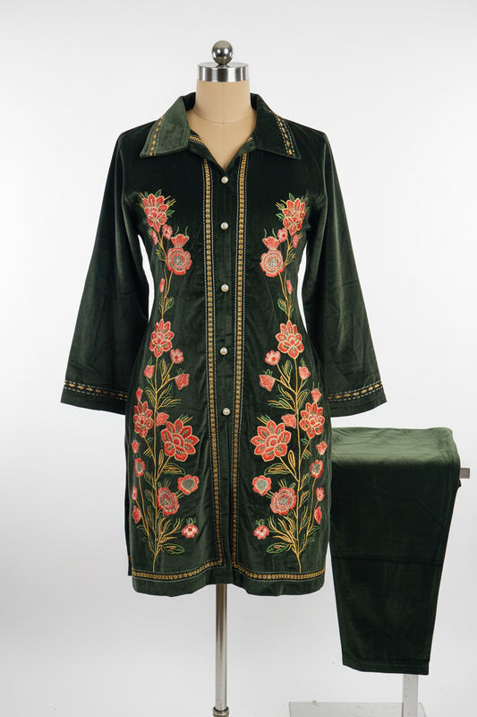 Velvet embroidered cord set Code: 169