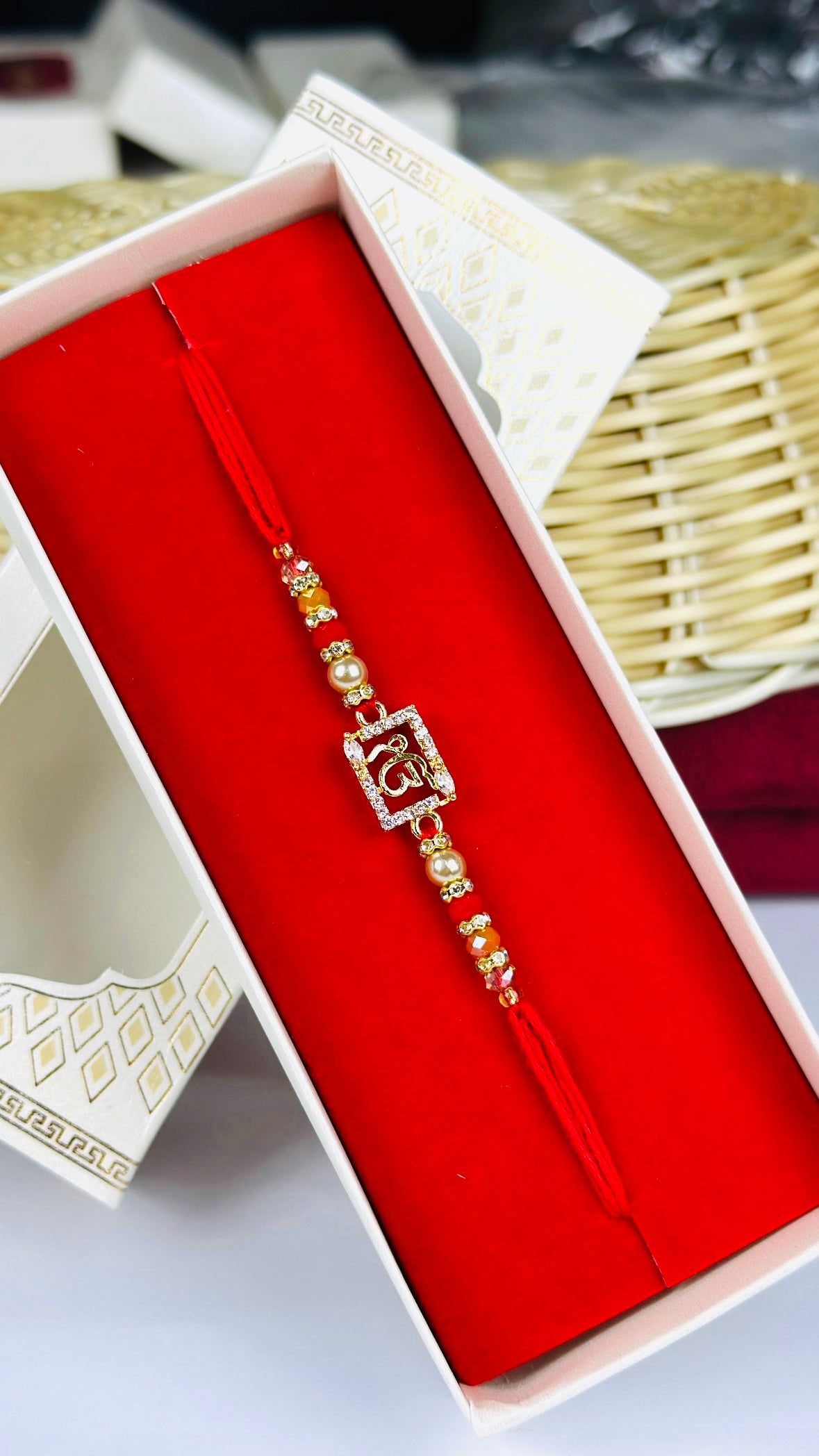 ੴ Rakhi / Rakhdi box in American Diamond - Code A66