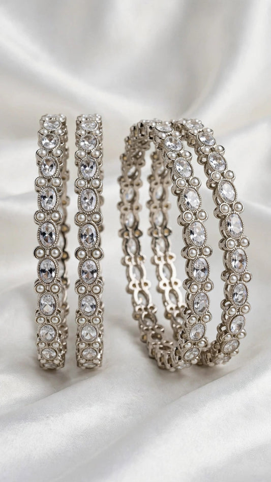 Silver kade bangles - Size 2.4
