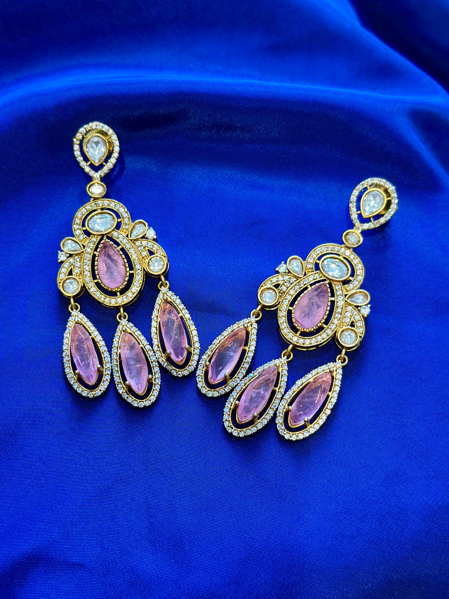 Mozonite earrings ( Premium Range ) Colour: Baby pink (Code: X8)