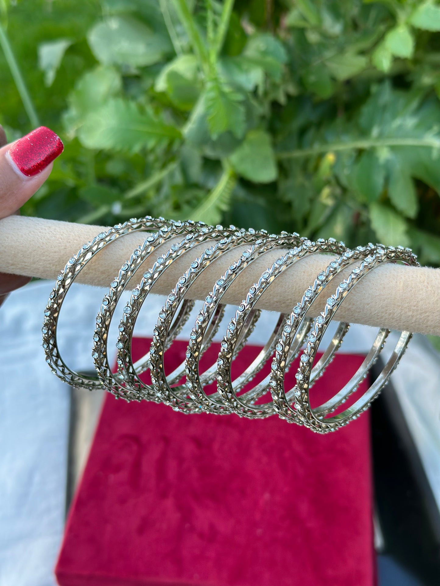 Sleek Kangan / bangles in silver ( set of 8 )